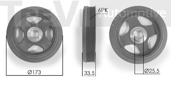 TREVI AUTOMOTIVE Hihnapyörä, kampiakseli PC1135